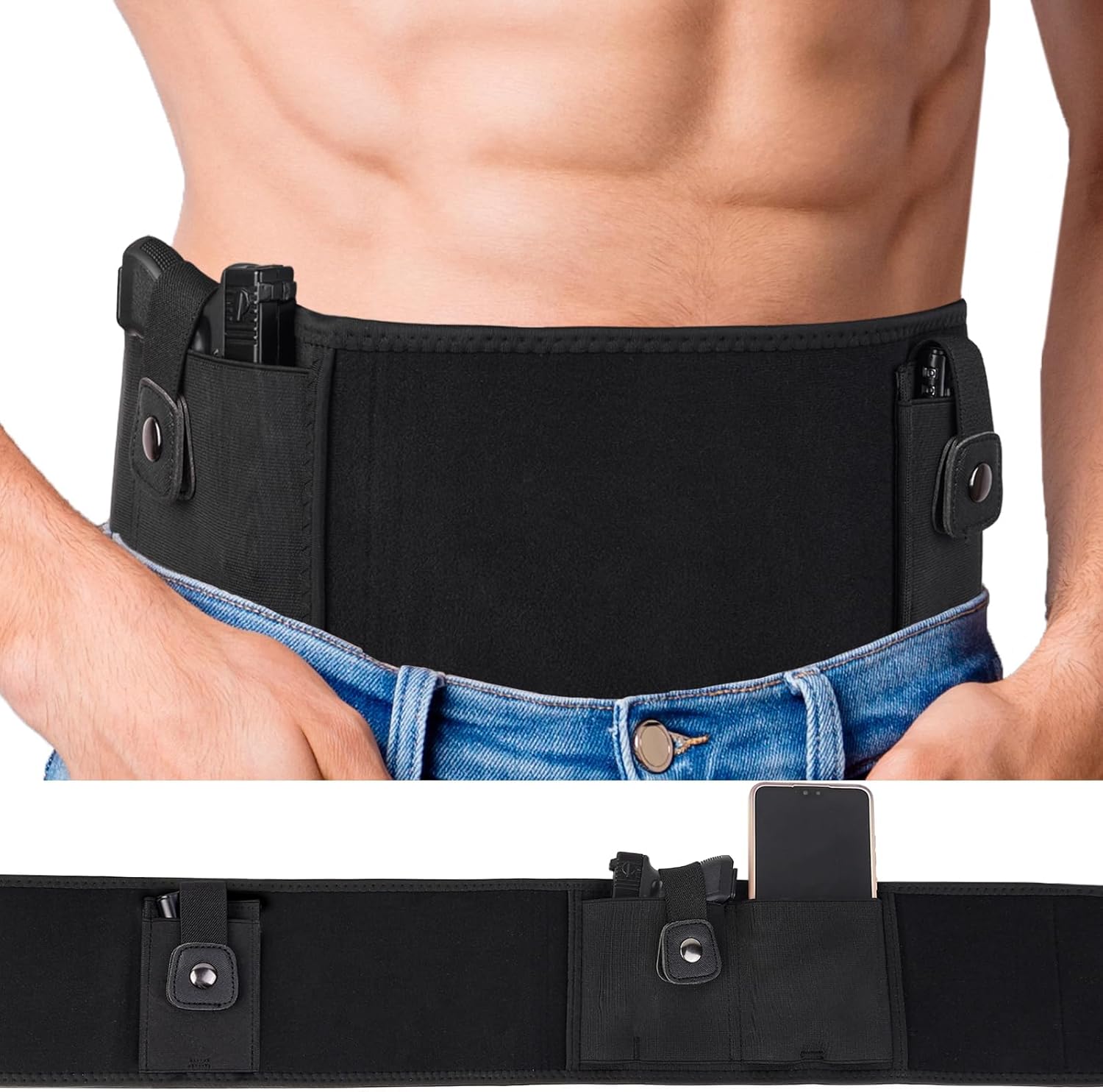 Skiennix Belly Band Holster - Comfortable Neoprene Gun Holster for Glock, S&W, Ruger | Fits Most Pistols & Revolvers