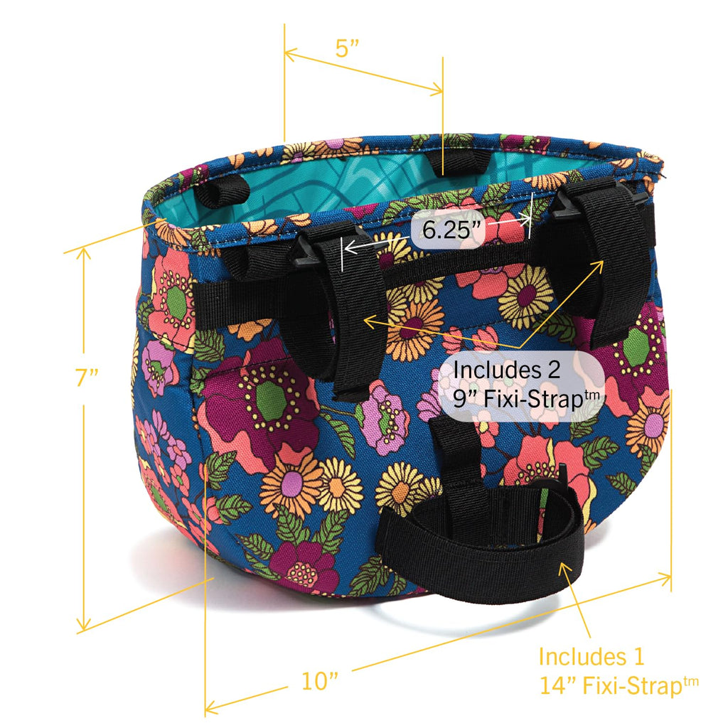Po Campo Crescent Bicycle Basket – Bike Basket for Adults and Teens – Handlebar Bag for Cycling – Waterproof Fabric, Colorful, Front Handlebar Bike Bag for Women, Men, Kids (Meadow)