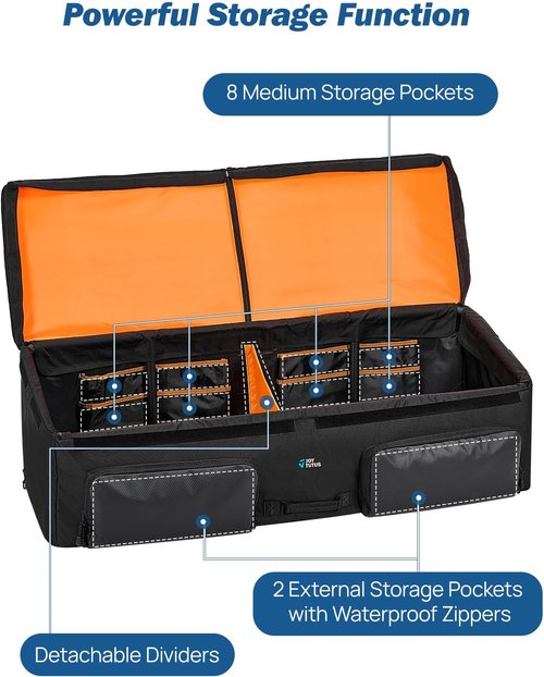 JOYTUTUS Truck Bed Cargo Box Organizer - Easy Access Storage Bag for Groceries & Golf Gear