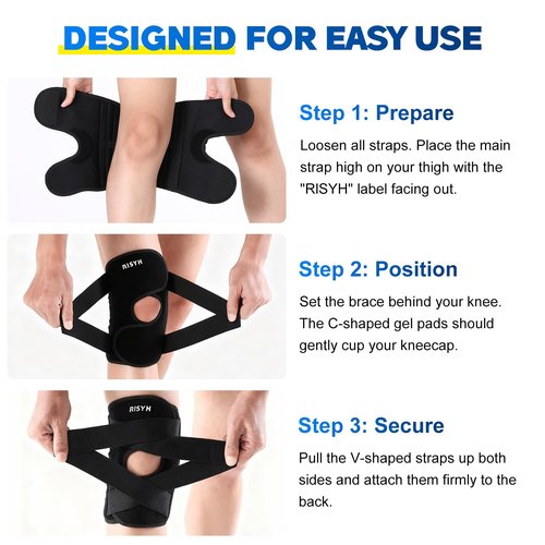 Knee Brace for Women Men Adjustable Cross Strap, Knee Braces for Meniscus Tear, Knee Pain Support with Side Stabilizers, Relieves ACL, MCL, Arthritis, Knee Pain for Patella Stability