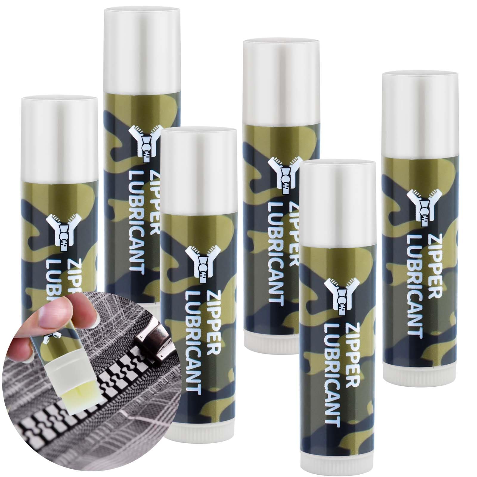 6Pcs Hunting Zipper Wax Sticks Portable Snap Lubricant Sticks Camouflage Snap Stick Zipper Lubricant Zipper Lube for Hunting Clothing Backpacks Tents Wetsuits Drysuits