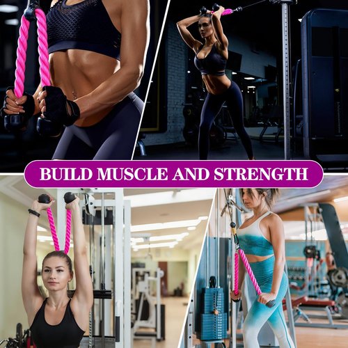 DkOvn Tricep Rope, 27 Inches Cable Machine Attachment, Pull Down Attachments with Carabiner, for Gym Home Workout Exercise