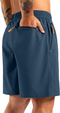Pudolla Men's Athletic Hiking Shorts - Lightweight Workout Shorts with 3 Zipper Pockets | Ideal for Outdoor Travel