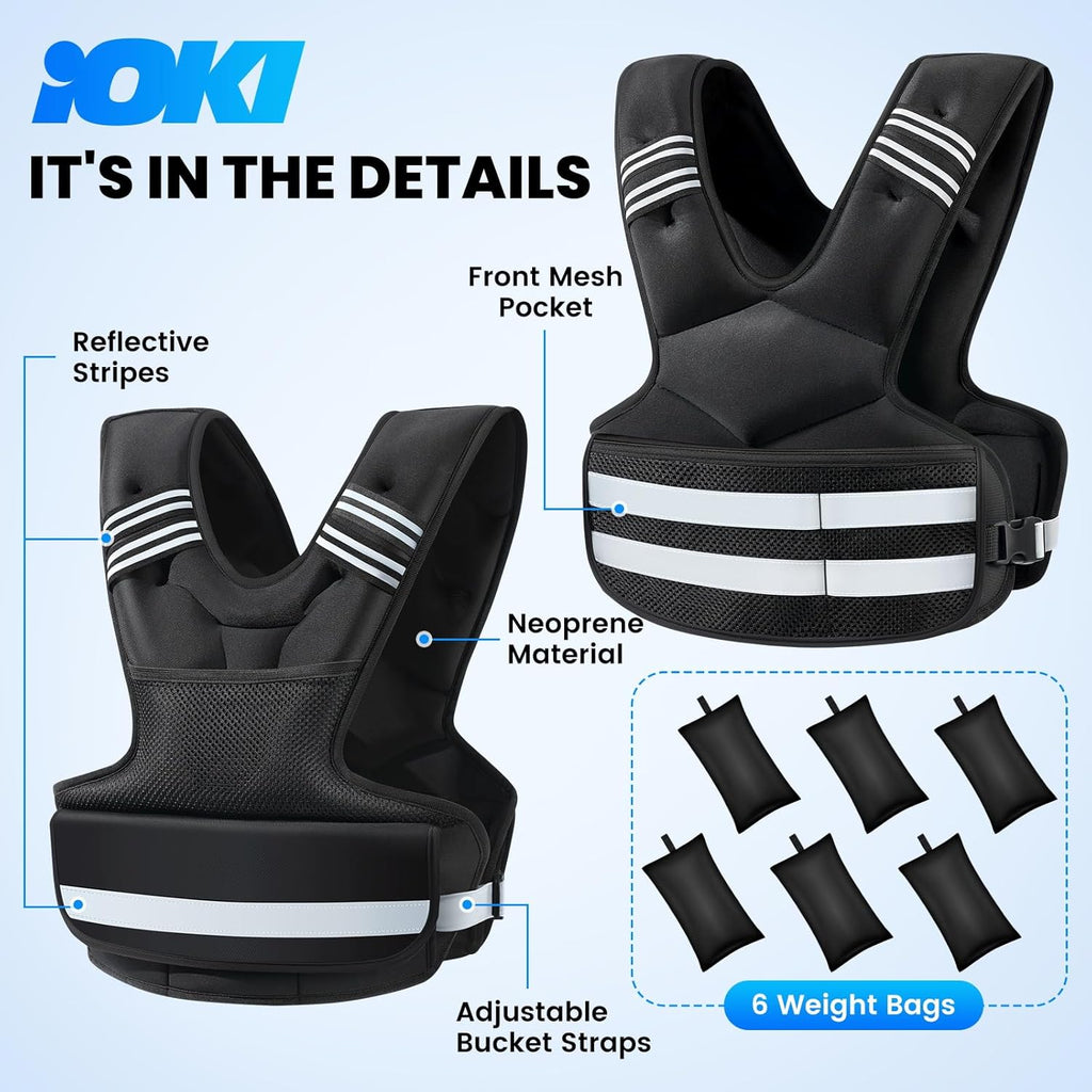 Skiennix Weighted Vest - Adjustable 4-32lb Rucking Vest with Storage Pocket & Reflective Stripes for Workouts