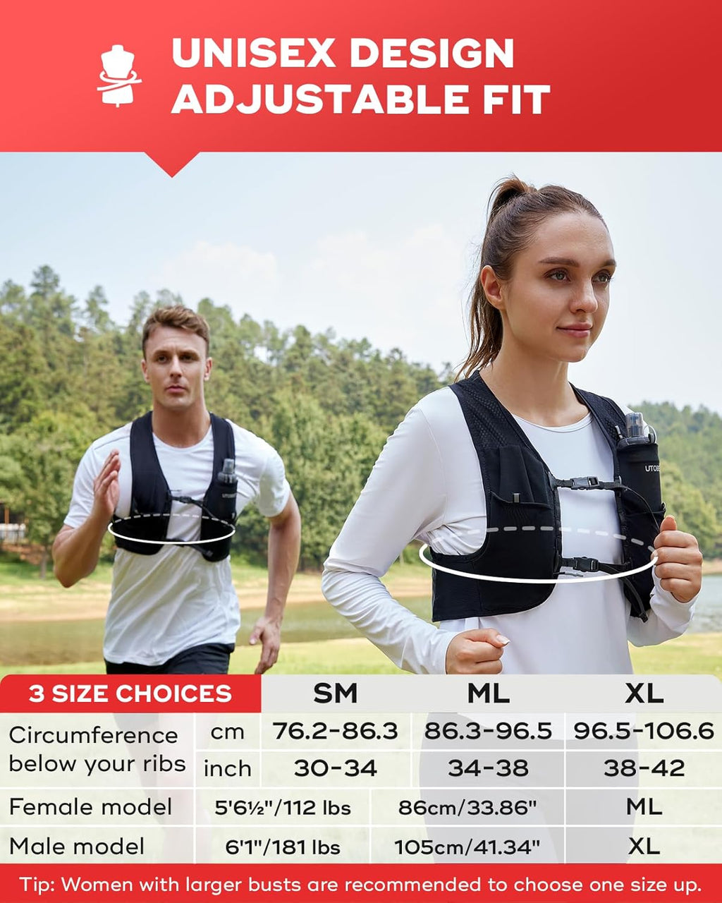 UTOBEST Ultra-Light Running Vest | Breathable Hydration Gear for Men & Women - Perfect for Trail Hiking & Jogging