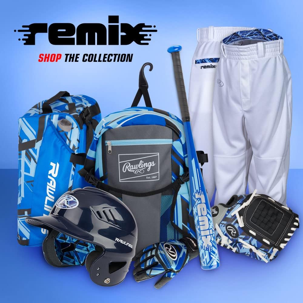 Rawlings REMIX Backpack Equipment Bag - Ideal for T-Ball & Youth Baseball/Softball | Royal Color