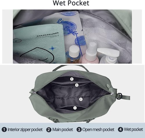 LANBX Travel Gym Bag - Women's Sport Duffle Tote with Wet Pocket | Olive Green, Perfect for Weekender Trips