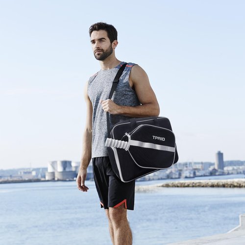 TPAID Pickleball Bags for Women, Pickleball Paddle Bag Tote with Front Pocket Fits 2 Paddles Pickle Ball Rackets Sling Bags for Men with Shoes Compartment