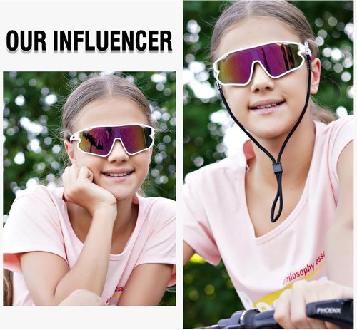 DUCO Kids Sunglasses - Lightweight UV400 Sports Shades for Boys & Girls | TR90 Frame DK268
