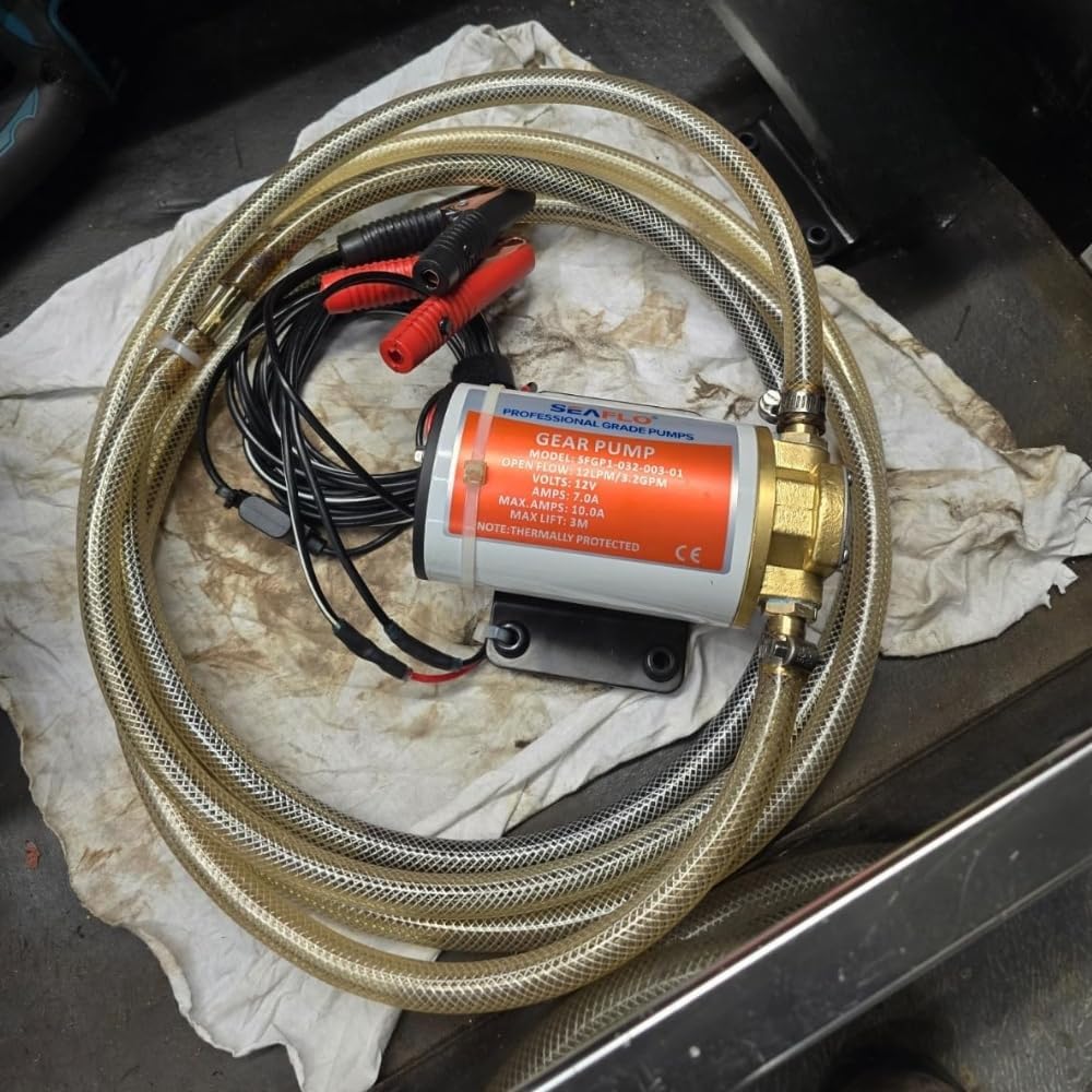 SEAFLO 12V Self-Priming Gear Pump - 3.2 GPM Diesel Fuel Transfer with Reversible Flow & Copper Impeller