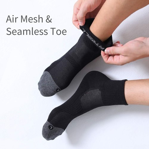 FITRELL Men's Athletic Ankle Socks - Cushioned Sports Running Socks | Sizes 7-9, 9-12, 12-15
