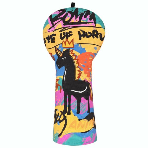 LZFAN Funny Golf Club Head Cover Driver Headcover Fairway Wood Headcover Hybrid Club Head Cover Graffiti Driver
