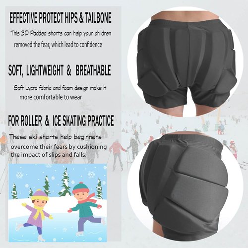 YEBCKZL 3D Hip Protective Pads Ski Pants-Thickened EVA Skateboard Crash Pad for Skating ,Padded Shorts Protective Gear for Hips Tailbone