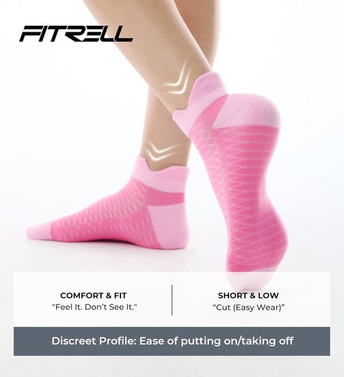 FITRELL Ankle Compression Socks - Cushioned Arch Support for Plantar Fasciitis Relief | 5/6 Pairs