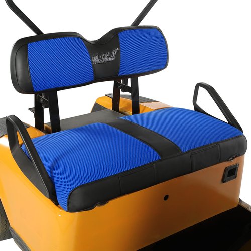 WEIMELL Golf Cart Seat Covers for EZGO TXT 1994-2013 Front Seat Covers Thicken Breathable Mesh with Vinyl Leather Fits OEM Ordinary Cushion Covers No Nail Gun Easy to Install Black & Blue