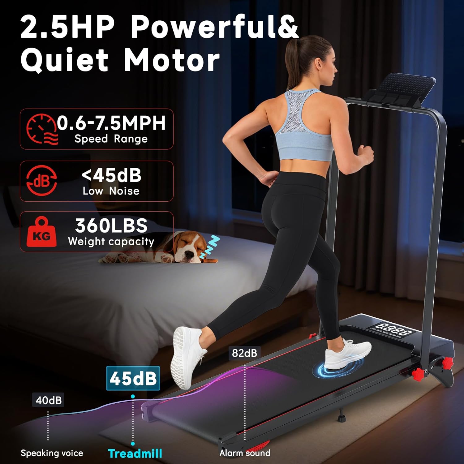 Walking Pad Treadmill - Foldable Under Desk Design with Incline & Remote Control | 7.5 MPH for Home Office