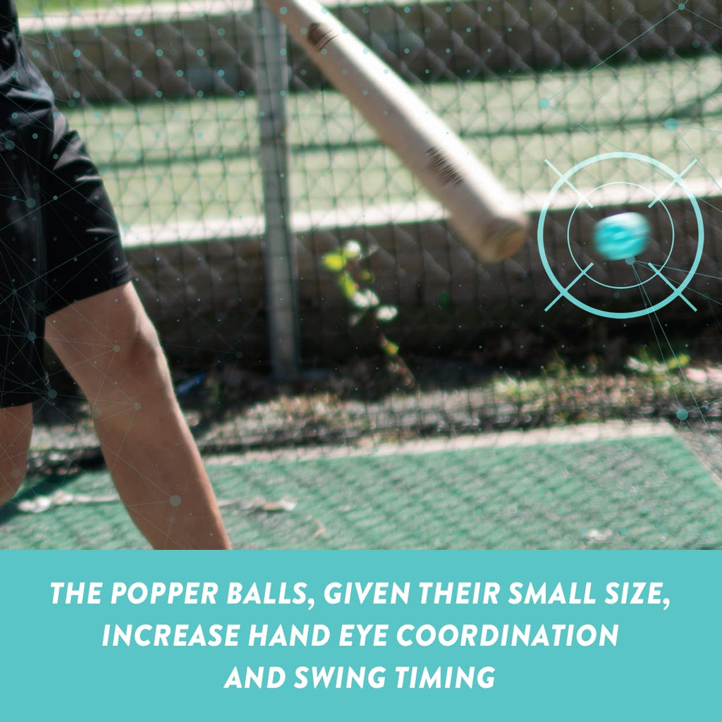 Bandit Sports Popper Plastic Baseballs, Made of Impact-Resistant and Rebounding Material, Perfect Practice Baseballs & Hitting Ball Training (12 Mini Baseball Training Balls, Mini Popper Balls)