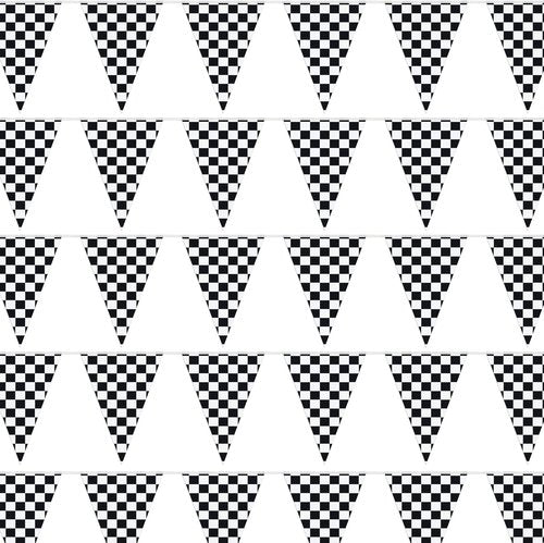Checkered Flags 100’ FT Pennant Racing Banner - NASCAR Theme Party Decoration | Race Car Party Décor