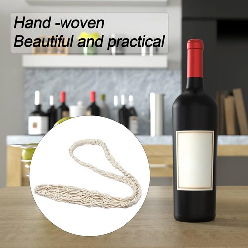 Buxiffod 2pc Crochet Macrame Wine Carrier & Strap - Handmade Water Bottle Holder for Hiking, Cycling & Fitness