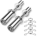 NouraVita Pair of 16" Olympic Dumbbell Handles,Loadable Dumbbell Bars for 2-inch Standard Plates,Weight Bars with 2 Pair of Spring Collars for Home Gym Strength Training (Silver)