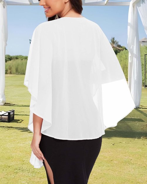 CHICGAL Sheer Chiffon Shawl - Elegant Wrap for Evening Dresses & Bridal Cover Up