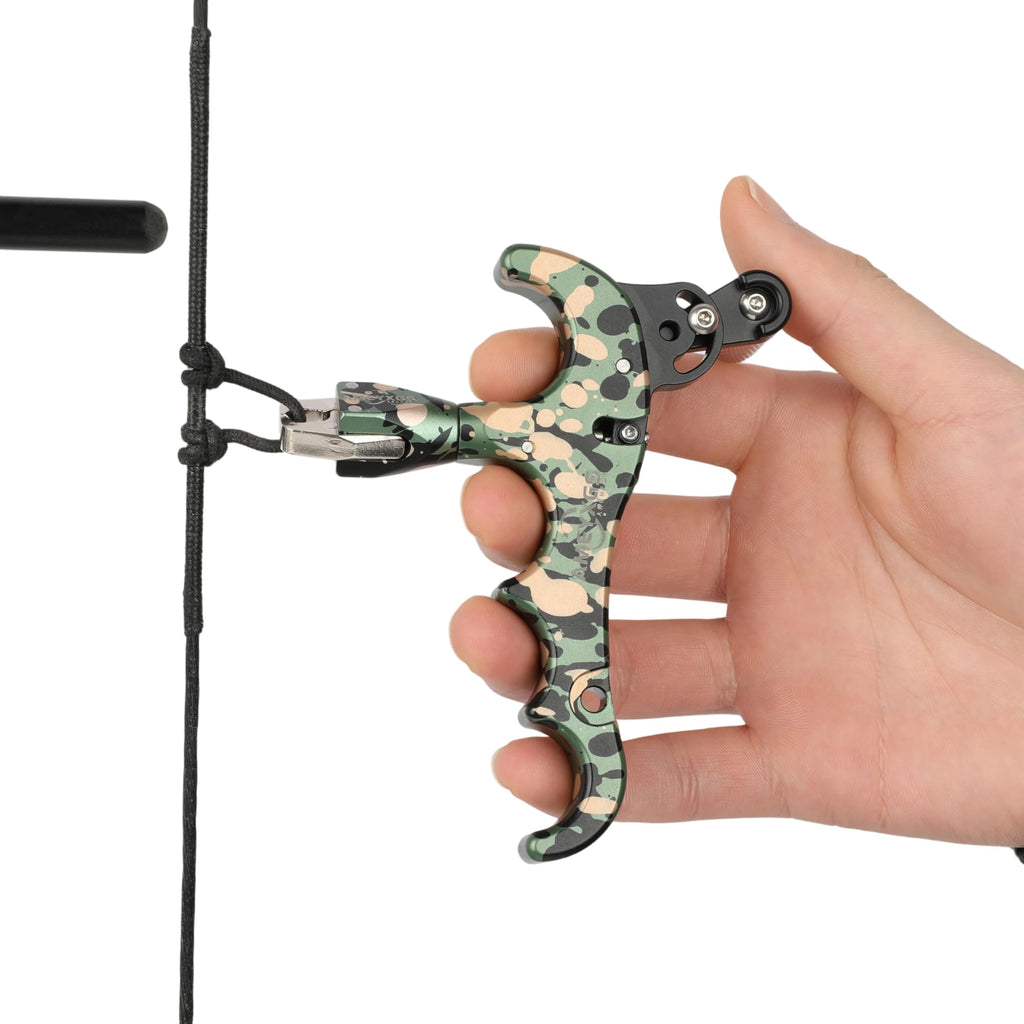 PYMUST Archery Compound Bow Release - 360° Rotatable Caliper 4-Finger Release Aid, Professional Gear for Bow Hunting and Target Shooting