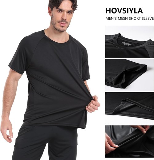 HovSiyla Running Shirts for Men - Breathable Dry Fit Athletic Tops | 1/5 Pack Cool Workout T-Shirts