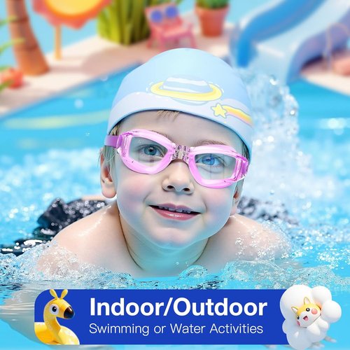 Braylin Kids Swim Goggles - 2-Pack Adjustable Swimming Goggles for Boys & Girls | Perfect for Pool Fun