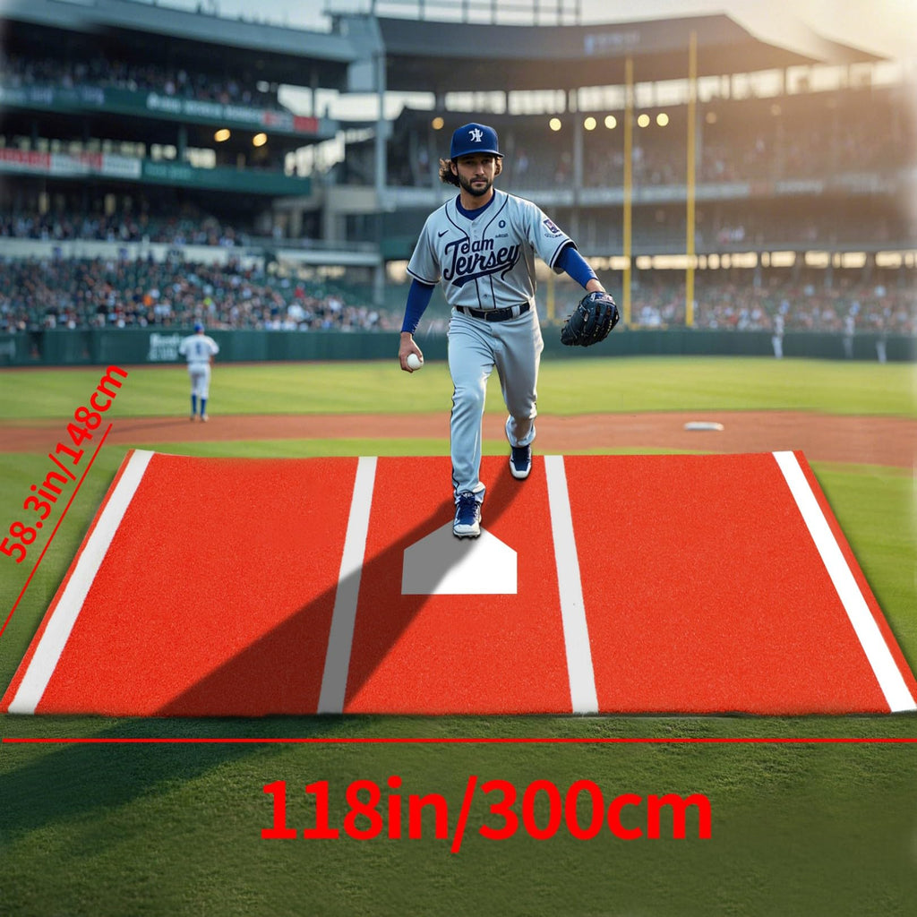 Qryovsa Thickened Baseball Hitting Mat 10ft x 5ft Home Plate Batters Box Turf Mat,0.4in Thick Waterproof Indoor/Outdoor Batting Cage Mat for Softball Pitching Mound, with Portable Carry Bag