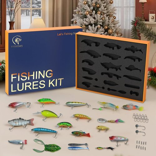 41 Pcs Fishing Lures Kit - Premium All-in-One Tackle Box for Bass, Trout & Pike | Ideal Gift for Beginners & Dads