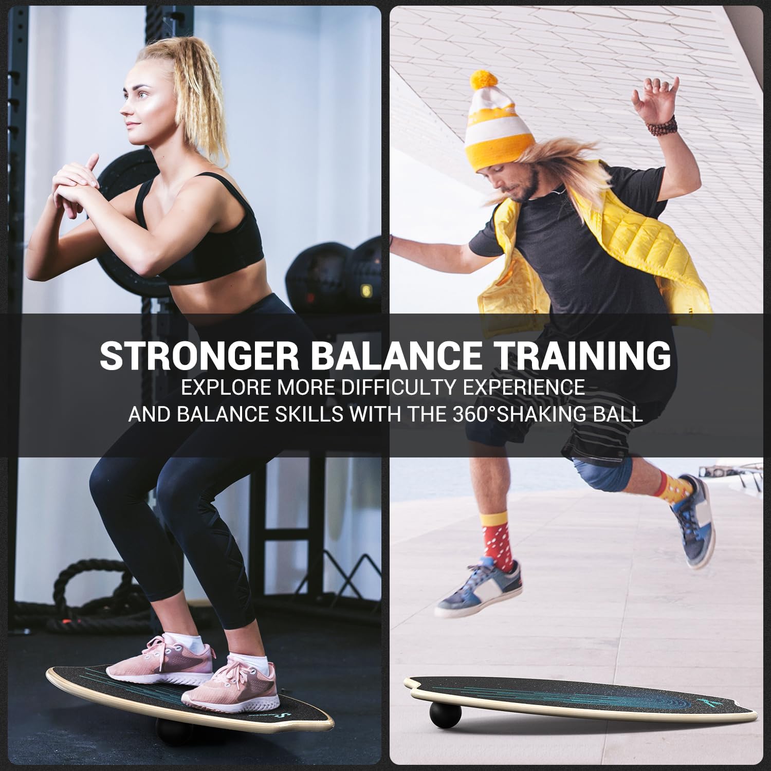 Sportneer Balance Board - 7-Mode Wobble Trainer with Adjustable Stoppers | Improve Balance & Stability