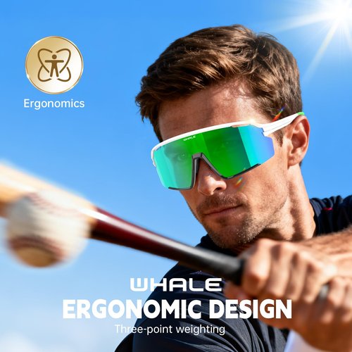 Whale Polarised Sports Sunglasses with UV400 Protection - Unisex Suitable for running, cycling, driving, fishing and baseball (White)
