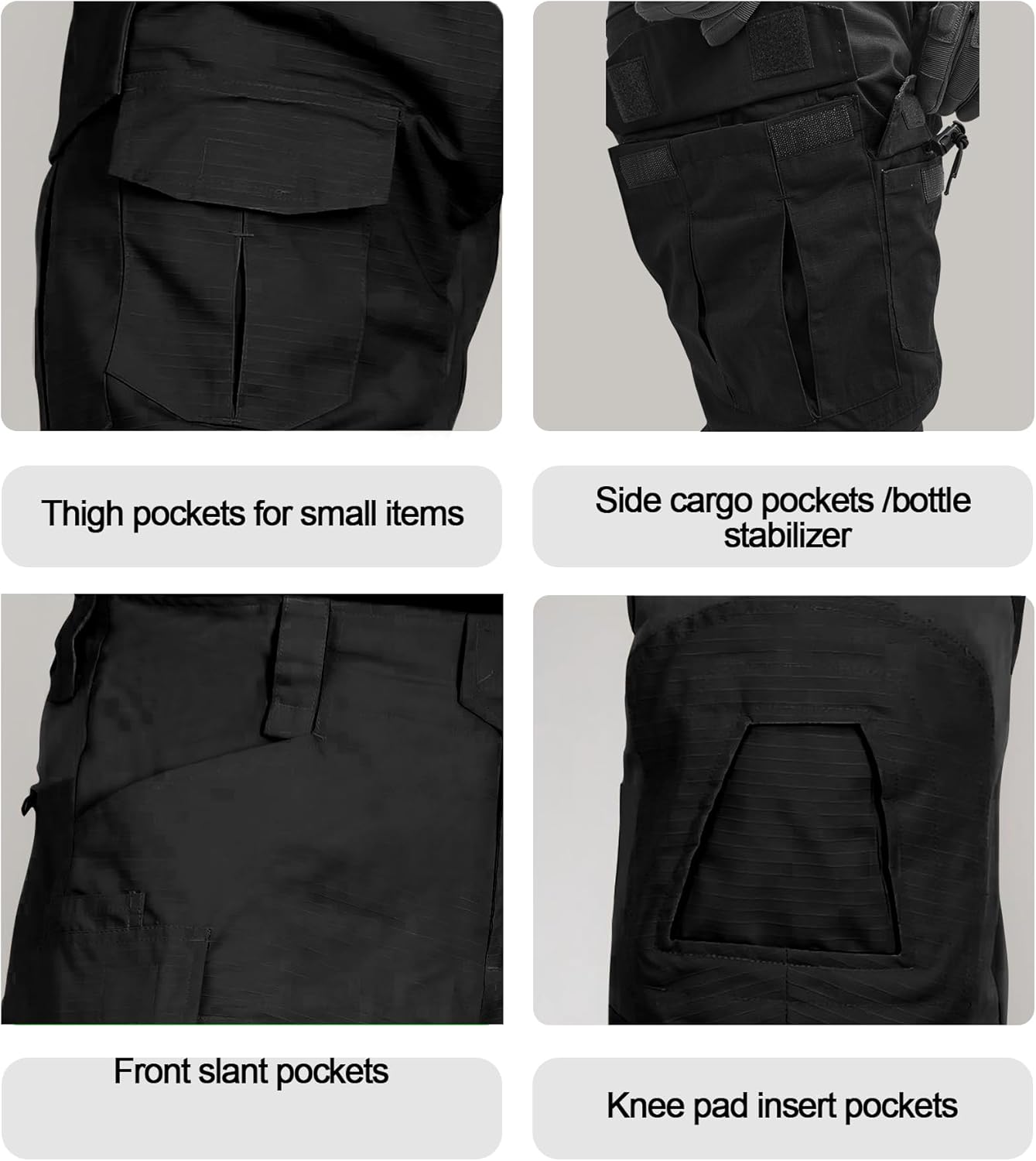 Skiennix Men's Tactical Pants - Waterproof Camo Cargo Design with Knee Pads & 10 Pockets