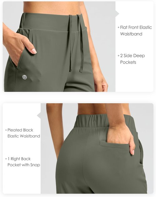 G Gradual Women's Ankle Golf Pants - Stretchy 7/8 Travel Pants with 3 Pockets & Inner Drawstring