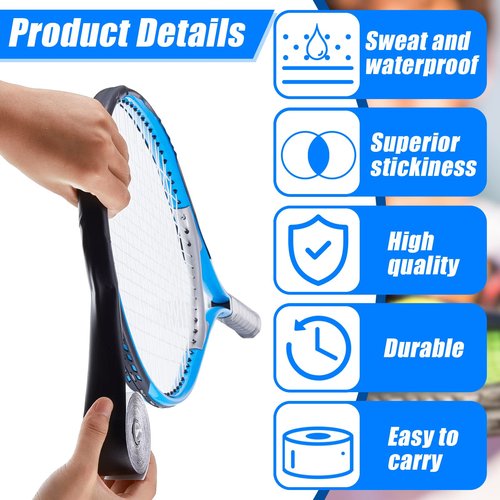 Deekin 2 Pieces Racket Protection Tape Racquet Head Guard for Tennis Practice Racquetball, 16.4' Roll(Black)
