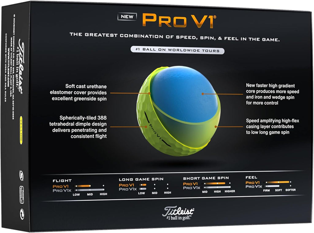 Titleist Pro V1 Golf Balls - Premium Performance for Maximum Distance | 12-Pack