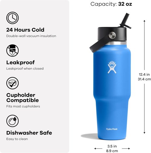 32 Oz Wide Flex Straw Travel Bottle Trillium