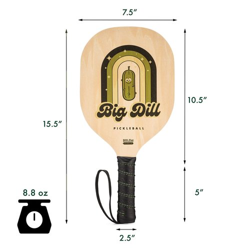Big Dill Pickleball Superstar Pickle Ball Paddle Set of 4 Wooden Paddles — Pack of 4 Pickleball Paddles Set, 4 Pickleball Balls & Bag for Pickle Ball Rackets, Beginner Pickleball Racket Sets