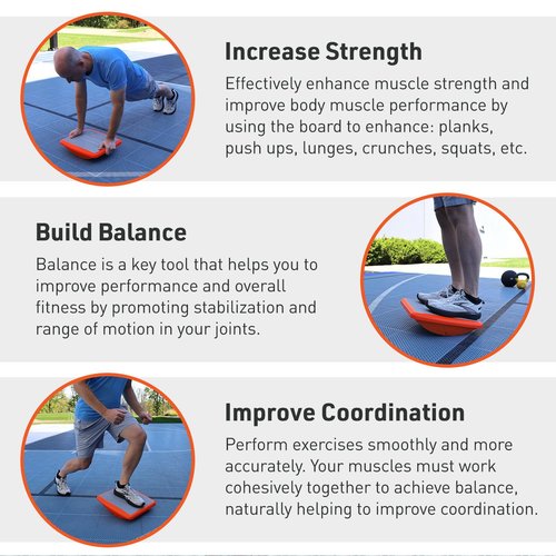 Body Sport Rocker Board for Balance Training, Standing Desk, Physical Therapy & More - Multipurpose, Lightweight, Non-Skid Wobble Board for Home Gym & Office, 400 lb. Weight Capacity