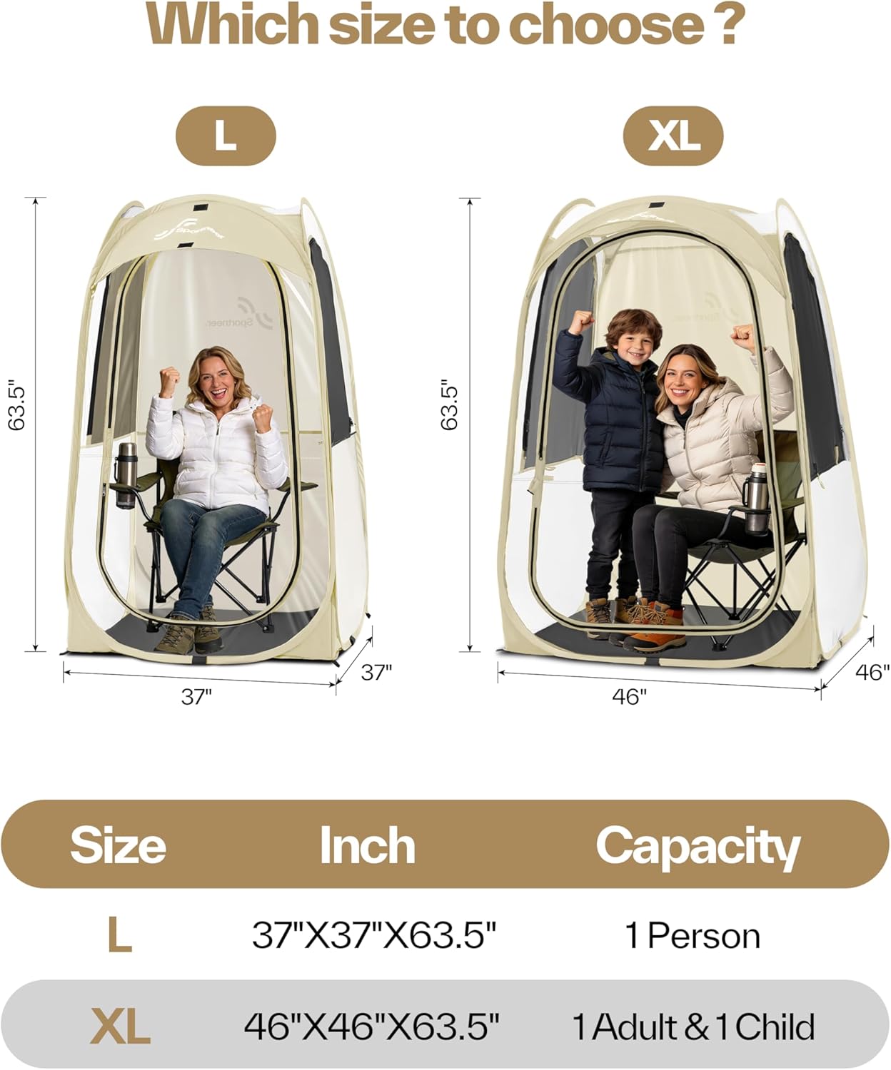 Sportneer Clear Sport Tent - Lightweight & Portable 1-Person Outdoor Pop-Up Shelter | Windproof & Rain Shield