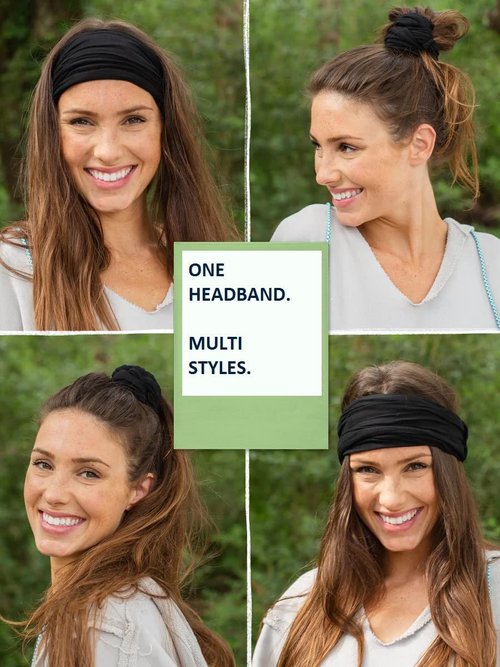 Huachi Wide Headbands for Women - Non-Slip Thick Elastic Hair Bands | Boho Style for Workouts & Running