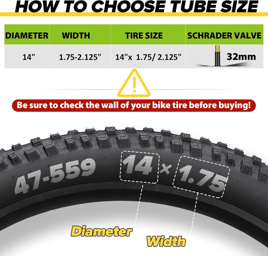 Reliable Bicycle Tube by [Brand Name] - 12 to 29 Inch Sizes with 32mm AV Schrader Valve & Tire Levers