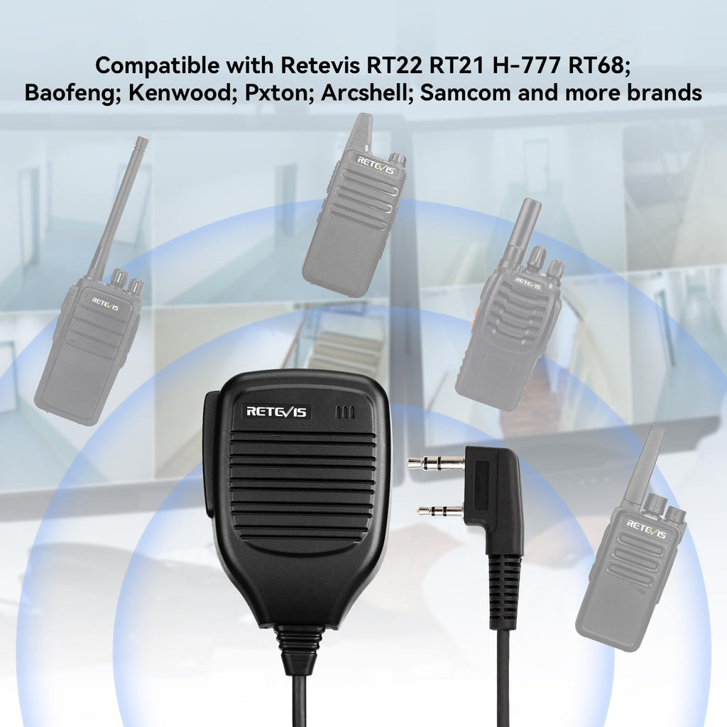Retevis Walkie Talkie Microphone,Two Way Radio Shoulder Mic,Compatible with Retevis RT68 RT21 H-777 RT22 RT22S RT27 RT86 RT19 RT15 RB26 BAOFENG UV-5R 888S 5RM Kenwood Samcom pxton Radio(10 Pack)