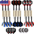 Steel Tip Darts - 18 Pack Professional Metal Dart Set with 24 Unique Flights for Dart Boards