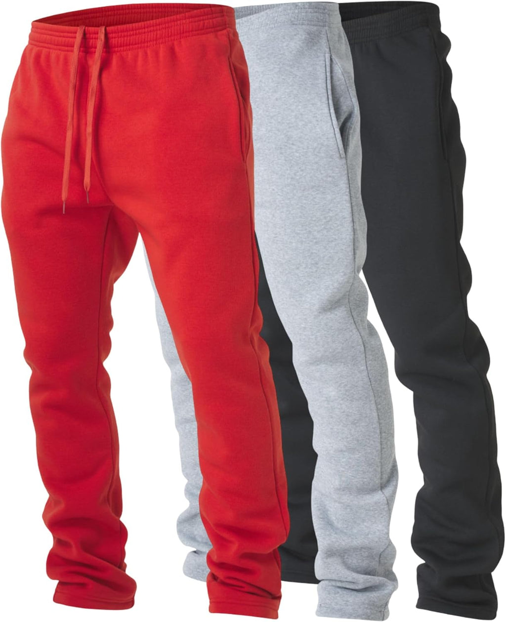 Skiennix Ultra Performance Men's Fleece Sweatpants - Wide Leg, Open Bottom, 3 Pack with Pockets