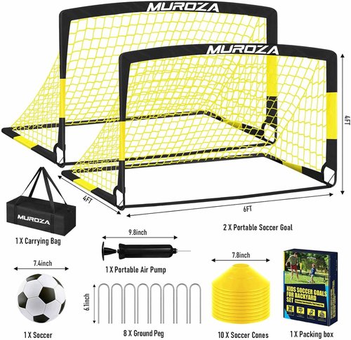 Agility Ladder Training Set by [Brand Name] - 20ft Speed Ladder with Cones, Hurdles & Jump Rope | Includes 2 Pop Up Soccer Goals & Ball for Backyard Sports