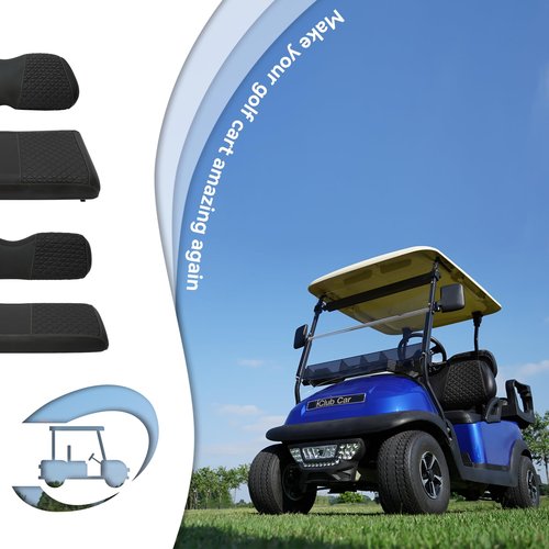 XUANYUDG0769 Golf Golf Cart Seat Covers Front and Rear for Club Car Precedent/Onward/Tempo OEM Ordinary Seat Cushion, Adjustable Buckles/No Stapler Required, Black
