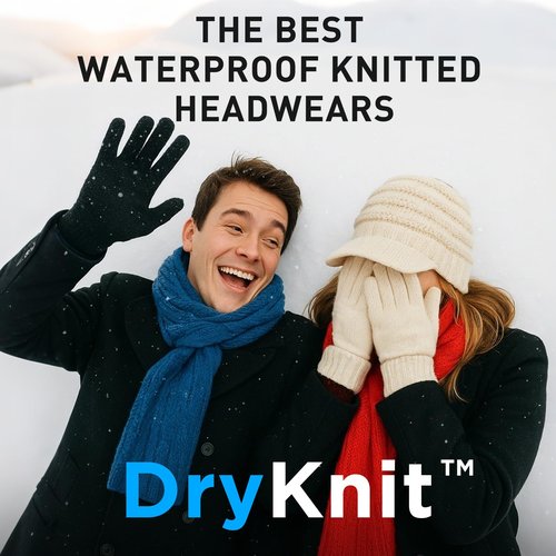 TOP-EX Winter Waterproof Fleece Lined Visor Beanie with Brim for Women Snow Cold Weather Warm Fashion Knit Stylish Outdoor Big Head Beige Medium