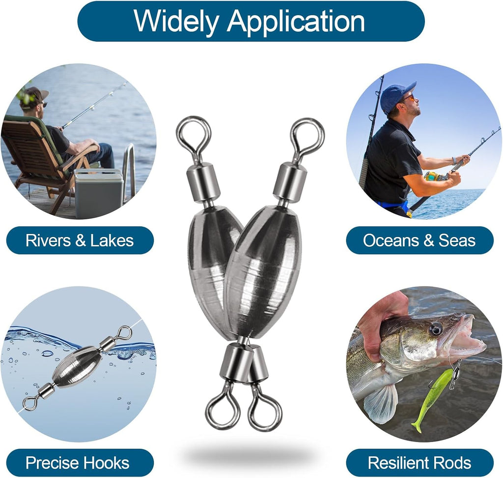 Skiennix 34Pcs Fishing Weights Kit - Brass Sinkers & Rolling Swivels for Saltwater & Freshwater