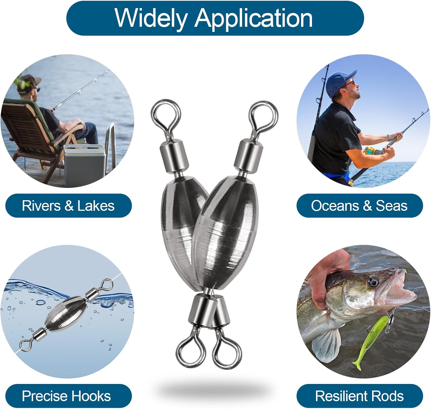 Skiennix 34Pcs Fishing Weights Kit - Brass Sinkers & Rolling Swivels for Saltwater & Freshwater